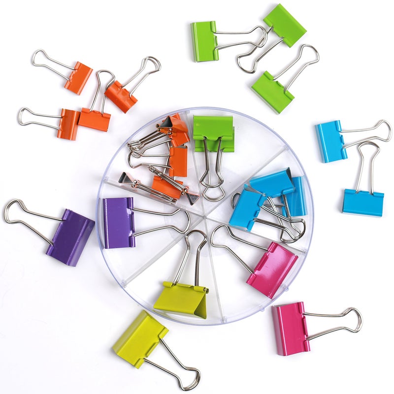 Office Style Colored Binder Clips, Assorted Size, 26 Pieces, Small - Image 3